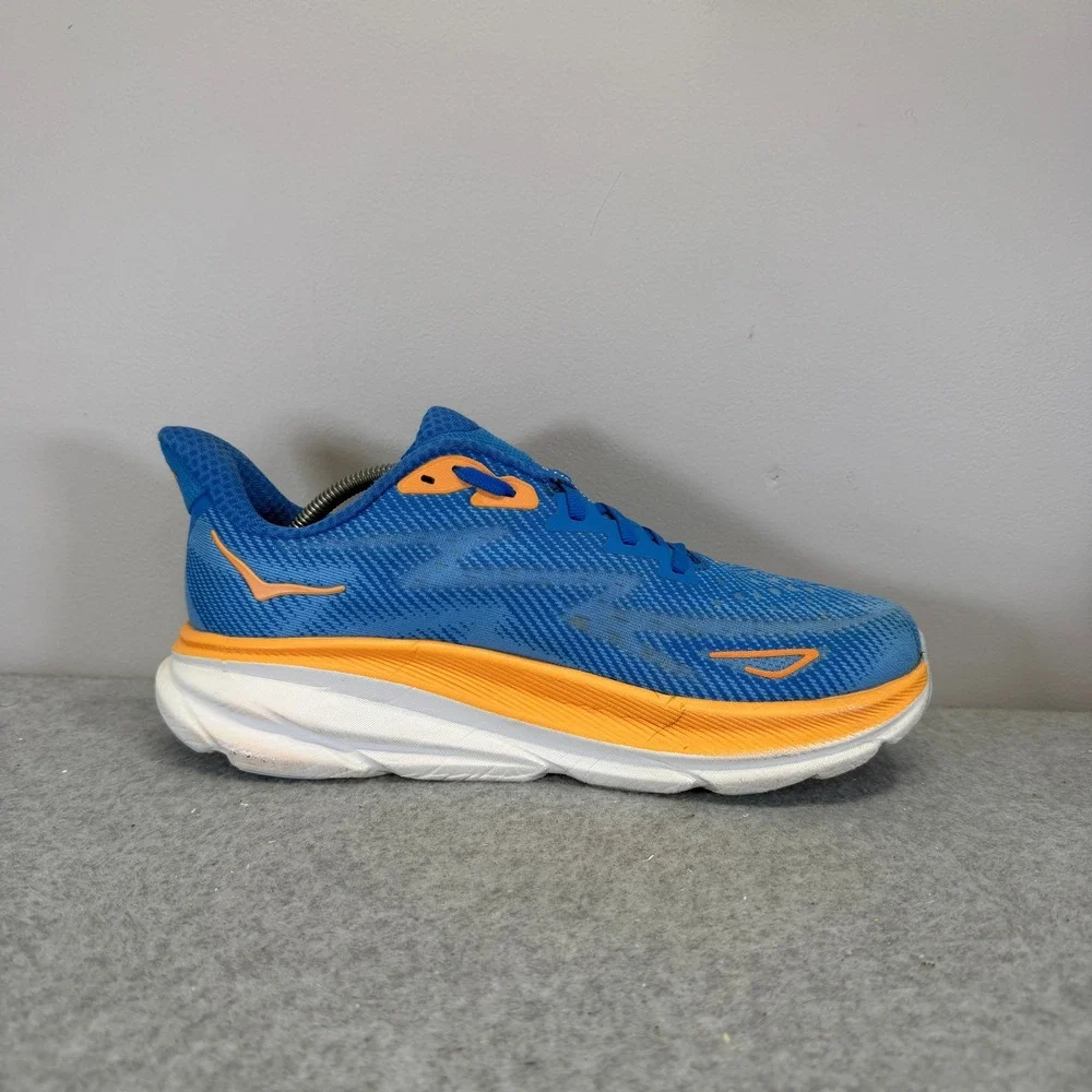 Hoka Clifton 9 Mens Shoes Size 8.5 Blue Orange Running Sneakers 1127895 CSAA